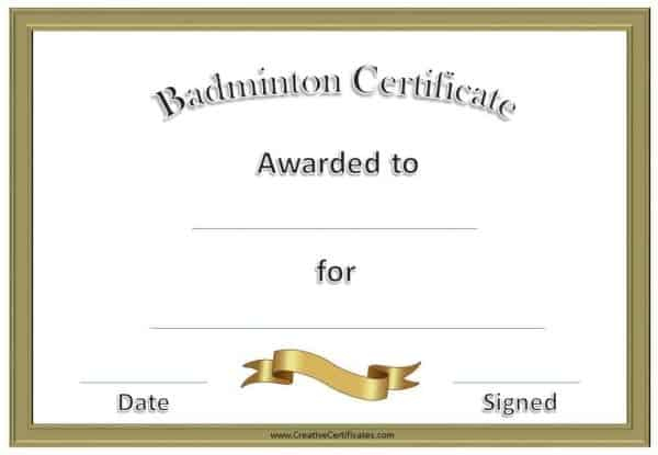 Free Badminton Certificate Template - Customize Online in Unique Badminton Certificate Template