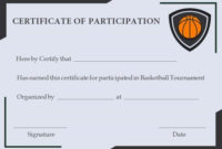 Free Basketball Participation Certificate | Participation in Best Basketball Participation Certificate Template