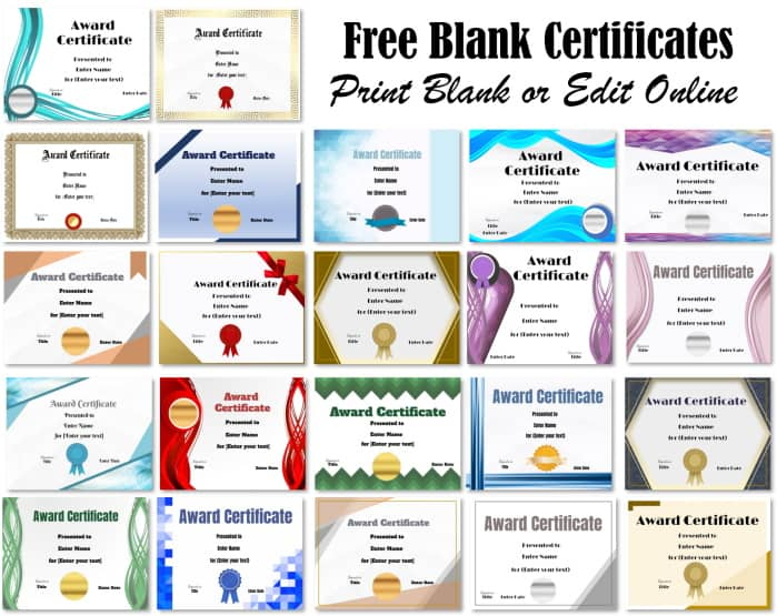 Free Blank Certificate - Print Blank Or Customize Online Free regarding New Free Printable Blank Award Certificate Templates