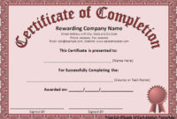 Free Certificate Of Completion Template – Free Formats Excel in Free Training Completion Certificate Templates