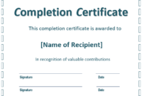 Free Certificate Of Completion Templates (Word | Pdf) inside New Free Completion Certificate Templates For Word