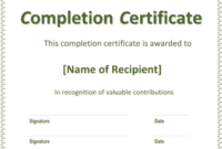 Free Certificate Of Completion Templates (Word | Pdf) intended for Unique Certificate Of Completion Template Word