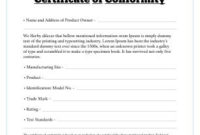Free Certificate Of Conformity Templates | Free Certificate pertaining to Certificate Of Conformity Template Ideas