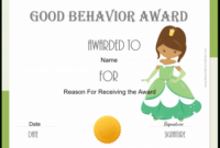 Free Certificate Of Good Behavior | Customize & Print pertaining to New Good Behaviour Certificate Template 10 Kids Awards