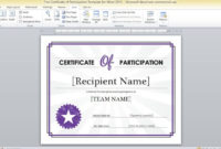 Free Certificate Of Participation Template For Word 2013 in Fresh Word 2013 Certificate Template