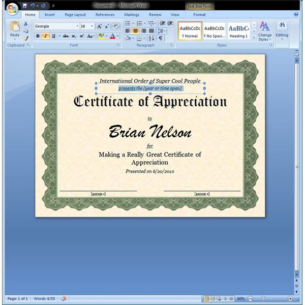 Free Certificate Templates For Word 2007 (4) - Templates with regard to Award Certificate Templates Word 2007