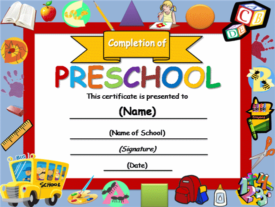 Free Certificate Templates | Templates Certificates with regard to Preschool Graduation Certificate Template Free