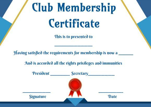 Free Club Membership- Certificate Templates | Certificate with regard to Membership Certificate Template Free 20 New Designs