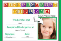 Free Custom Kindergarten Graduation Certificates inside Quality Kindergarten Certificate Of Completion Free