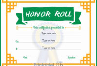 Free Editable Honor Roll Certificate Design In Green Haze with regard to New Editable Honor Roll Certificate Templates