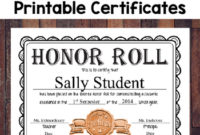 Free Editable Honor Roll Certificates for Editable Honor Roll Certificate Templates