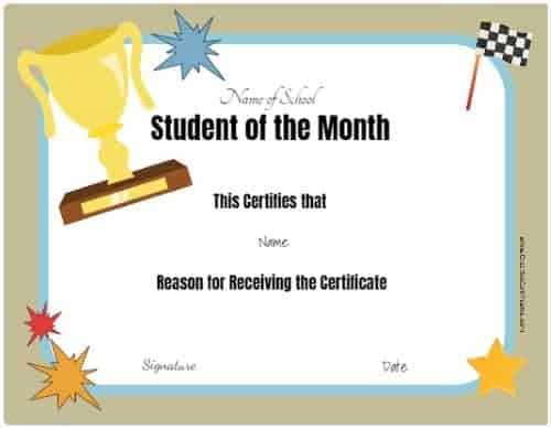 Free Editable Printable Student Of The Month Certificate in Fresh Free Student Certificate Templates