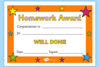 Free! - 👉 Editable Homework Award Certificate regarding Best Classroom Certificates Templates