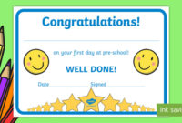 Free! – First Day Award Certificates (Kindergarten & Pre-School) regarding Fresh First Day Of School Certificate Templates Free