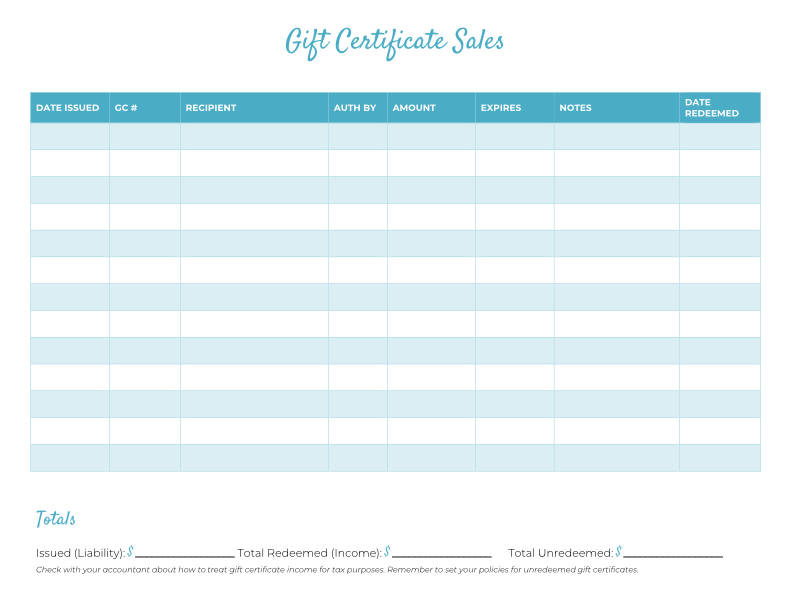 Free Gift Certificate Templates For Massage And Spa regarding Unique Gift Certificate Log Template