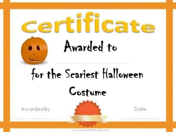 Free Halloween Costume Awards | Customize Online | Instant with regard to Best Costume Certificate Printable Free 9 Awards
