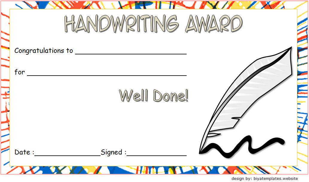 Free Handwriting Award Certificate Template 1 | Awards inside Best Handwriting Award Certificate Printable