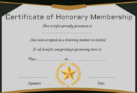 Free Honorary Life Membership Certificate Template for Life Membership Certificate Templates