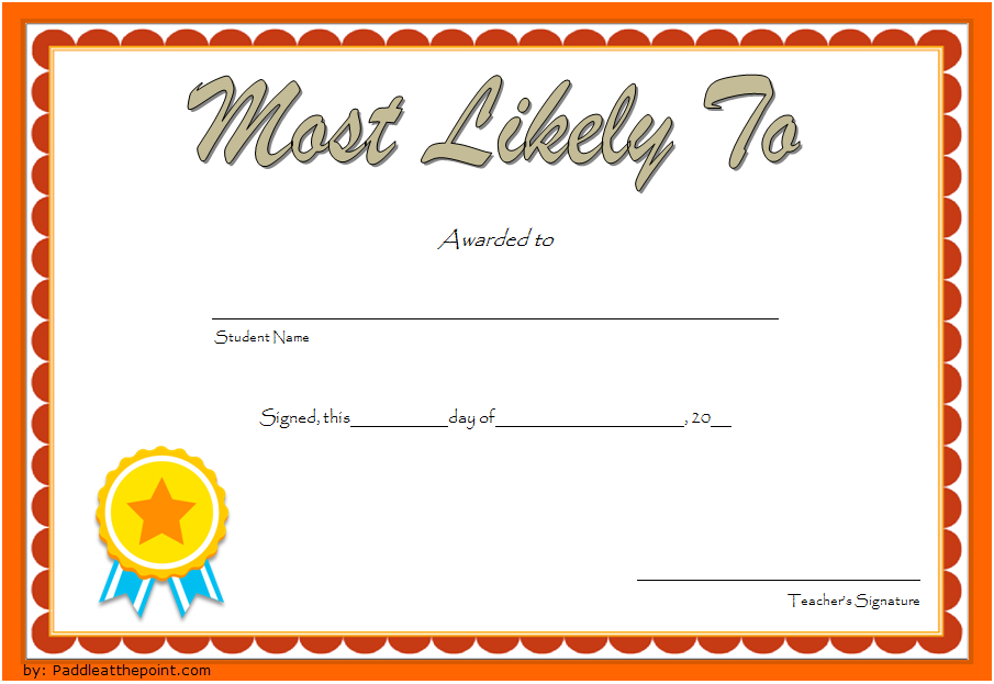 Free Most Likely To Certificate Template 4 | Certificate throughout Most Likely To Certificate Template Free