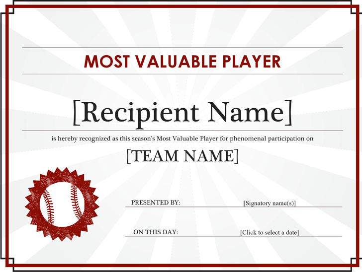 Free Most Valuable Player Award Certificate (Editable Title inside Quality Mvp Certificate Template