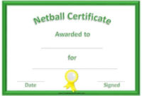 Free Netball Certificates in New Netball Achievement Certificate Template