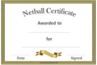 Free Netball Certificates intended for Fresh Netball Participation Certificate Editable Templates