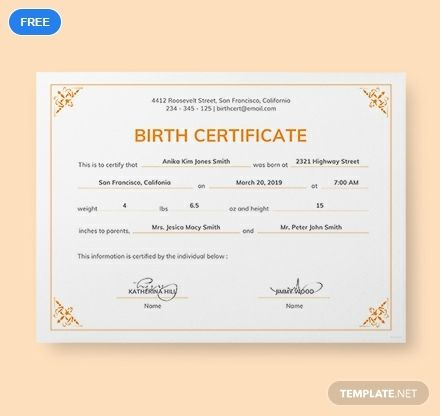 Free Official Birth Certificate Template - Word (Doc) | Psd regarding Best Official Birth Certificate Template