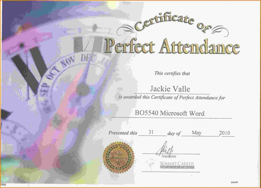 Free Perfect Attendance Certificate Template | Perfect inside Perfect Attendance Certificate Template Free
