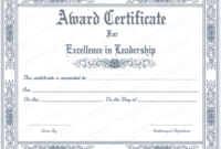 Free Printable Best Leader Award Certificate Template within New Leadership Award Certificate Template