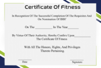 Free Printable Certificate Of Fitness Template | Certificate inside Fresh Physical Fitness Certificate Templates