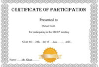 Free Printable Certificate Of Participation Award in Certification Of Participation Free Template