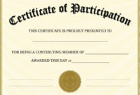 Free Printable Certificate Of Participation | Certificate Of throughout New Participation Certificate Templates Free Download
