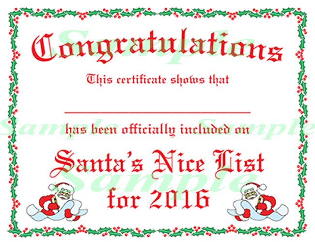 Free Printable Certificates From Santa | Christmas Lettering within Santas Nice List Certificate Template Free