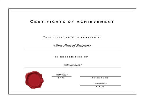 Free Printable Certificates Of Achievement throughout Free Printable Certificate Of Achievement Template