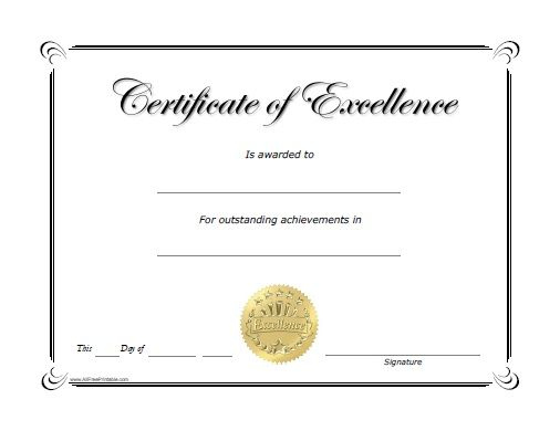 Free Printable Excellence Award Certificate | Certificate Of throughout Free Certificate Of Excellence Template