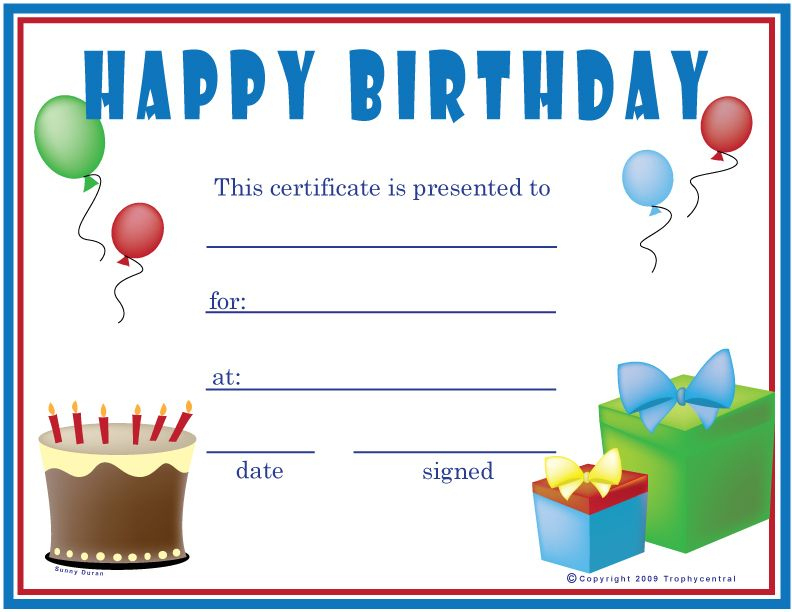 Free Printable Gift Certificate Forms | Free Certificates with Unique Happy Birthday Gift Certificate