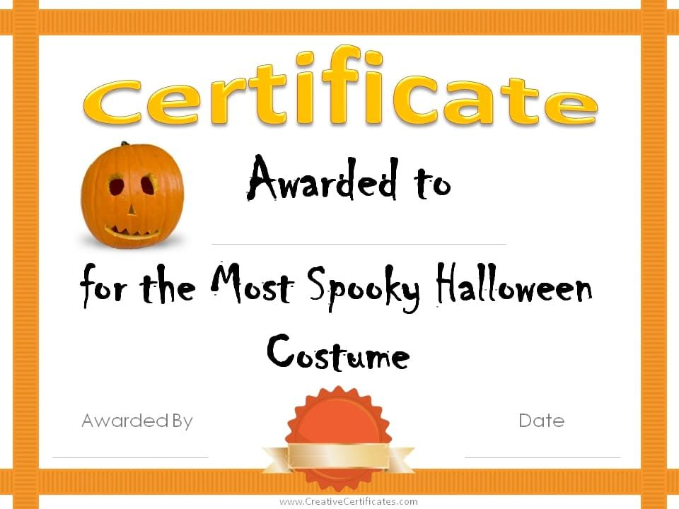 Free Printable Halloween Award Certificates | Halloween inside Fresh Halloween Costume Certificates 7 Ideas Free