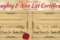 Free Printable Naughty And Nice List Certificates ⋆ The regarding New Free 9 Naughty List Certificate Templates