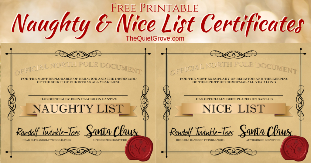 Free Printable Naughty And Nice List Certificates ⋆ The regarding New Free 9 Naughty List Certificate Templates