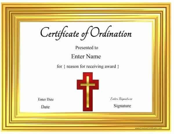Free Printable Ordination Certificate Template | Customizable regarding Best Free Ordination Certificate Template