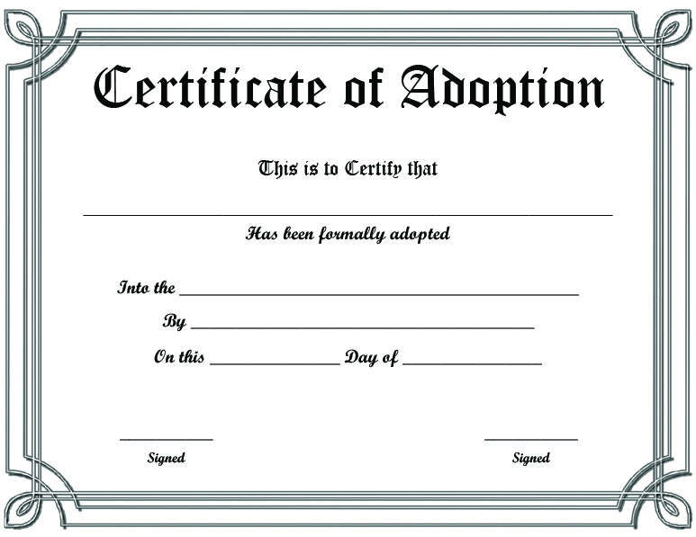 Free Printable Sample Certificate Of Adoption Template throughout Unique Adoption Certificate Template