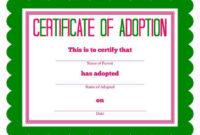 Free Printable Stuffed Animal Adoption Certificate inside Stuffed Animal Adoption Certificate Editable Templates