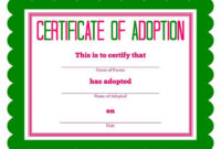 Free Printable Stuffed Animal Adoption Certificate with regard to New Pet Adoption Certificate Template