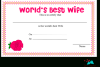 Free Printable World'S Best Wife Certificates With within Best Wife Certificate Template