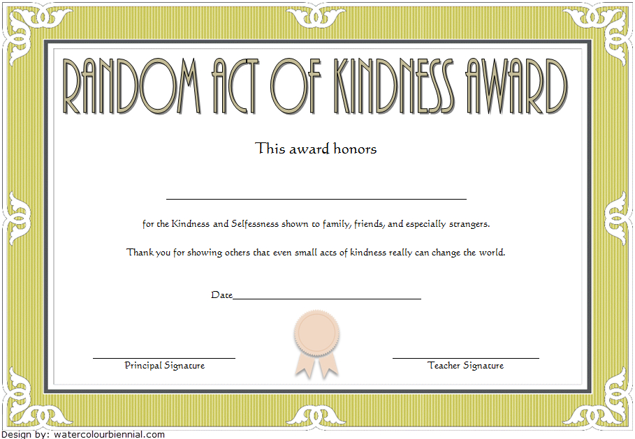Free Random Acts Of Kindness Certificate Template 4 | Two throughout Fresh Kindness Certificate Template Free