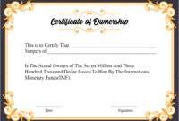Free Sample Certificate Of Ownership Templates | Certificate for New Certificate Of Ownership Template