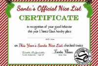 Free Santa'S Official Nice List Certificate | Santa'S Nice throughout Santas Nice List Certificate Template Free