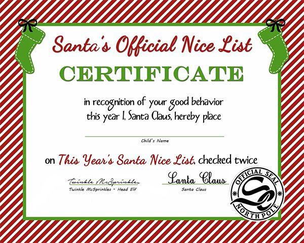 Free Santa&amp;#039;S Official Nice List Certificate | Santa&amp;#039;S Nice throughout Santas Nice List Certificate Template Free