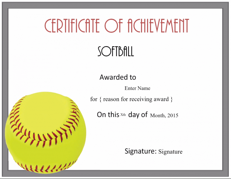 Free Softball Certificate Templates - Customize Online intended for Softball Certificate Templates