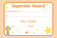 Free! – Superstar Award Certificates (Teacher Made) inside Quality Kindness Certificate Template 7 New Ideas Free